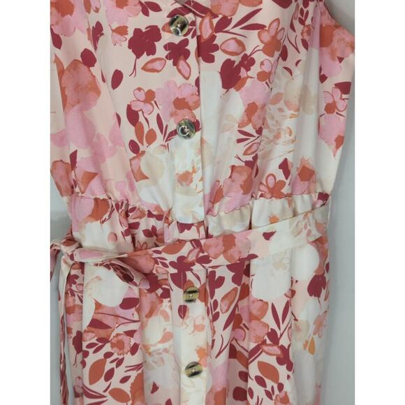 Luxology Floral Button Front Hi Lo Hem Button Down Bohemian Dress Women's L NWT - Picture 6 of 11
